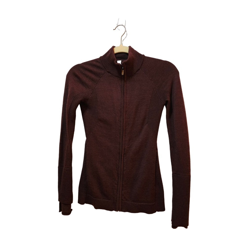 Lululemon 100% Merino Wool Full Zip Burgundy Jacket 2